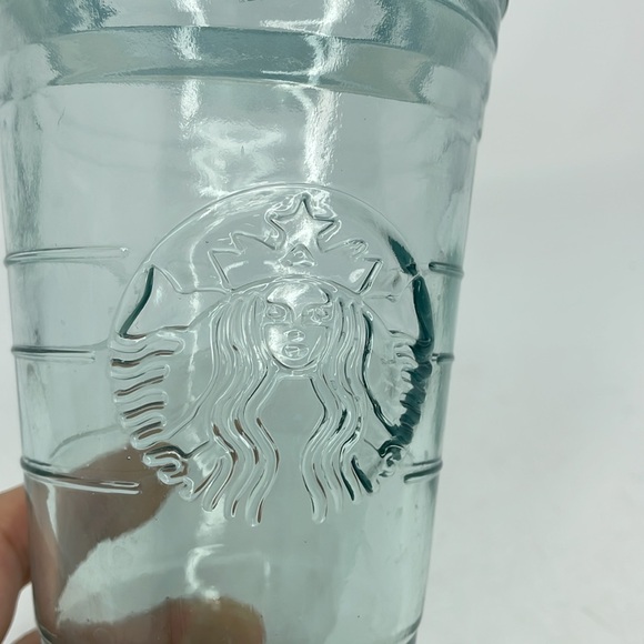 Starbucks Recycled Glass Siren Logo Travel Cold Cup w/ Plastic Lid 16oz Spain - Picture 2 of 7